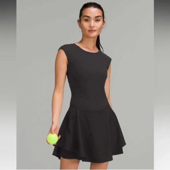 Lululemon Everlux Mesh-Back Tennis Dress Black Size 10 - Picture 1 of 8